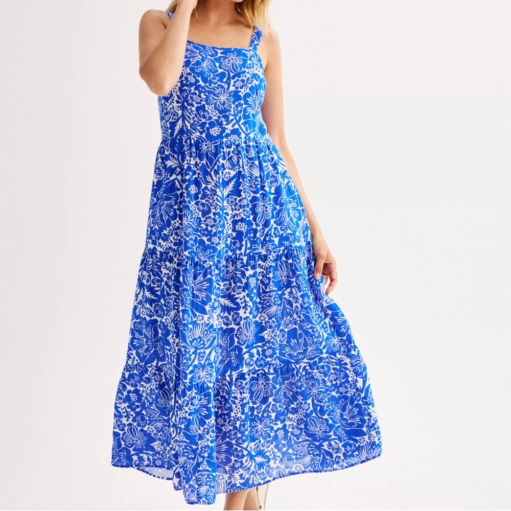 Soft Gauze Maxi Dress-Blue Bay Floral-0X